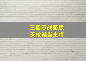 三国志战略版 天枪谁当主将